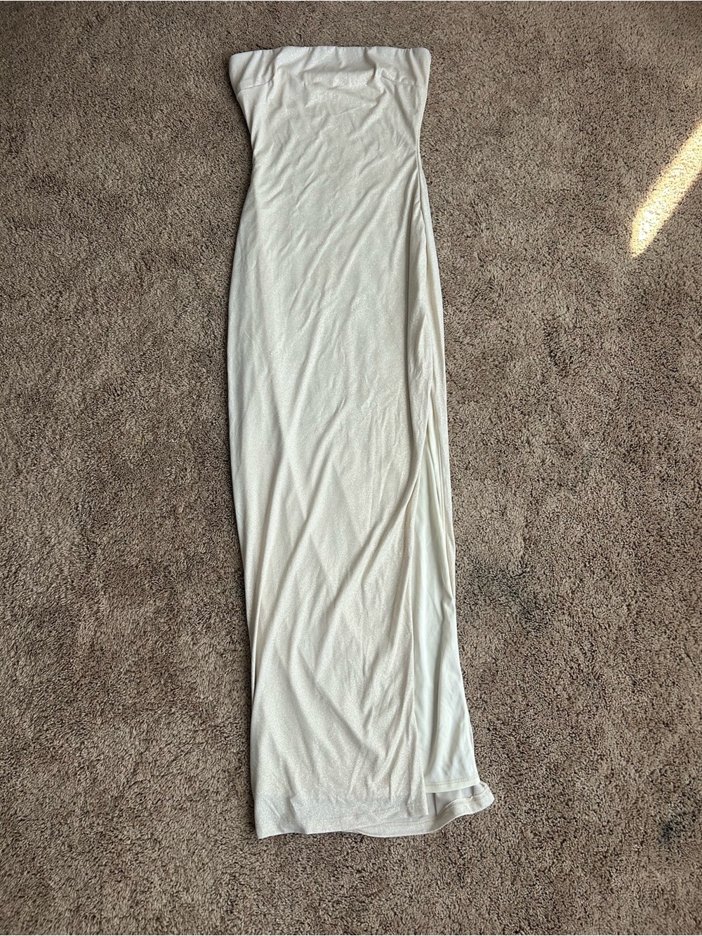 Lovely Day Strapless Cream Maxi Dress small